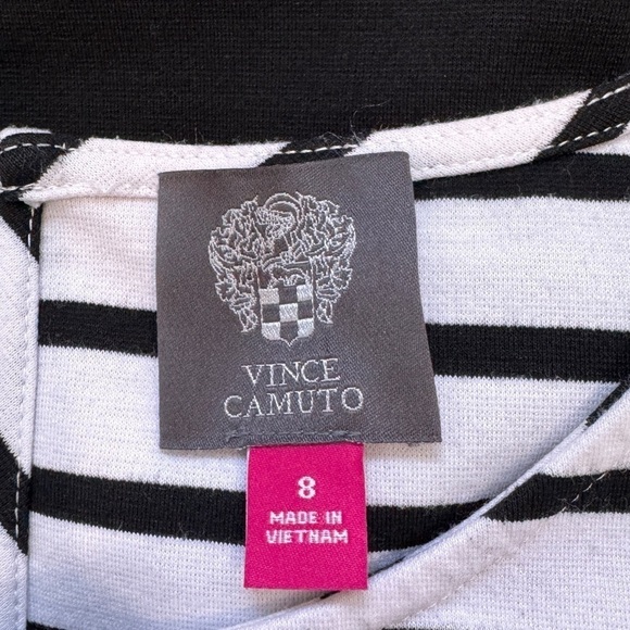 Vince Camuto Black and White Stripe Formal Business Midi Dress (Sz 8) - Picture 7 of 8